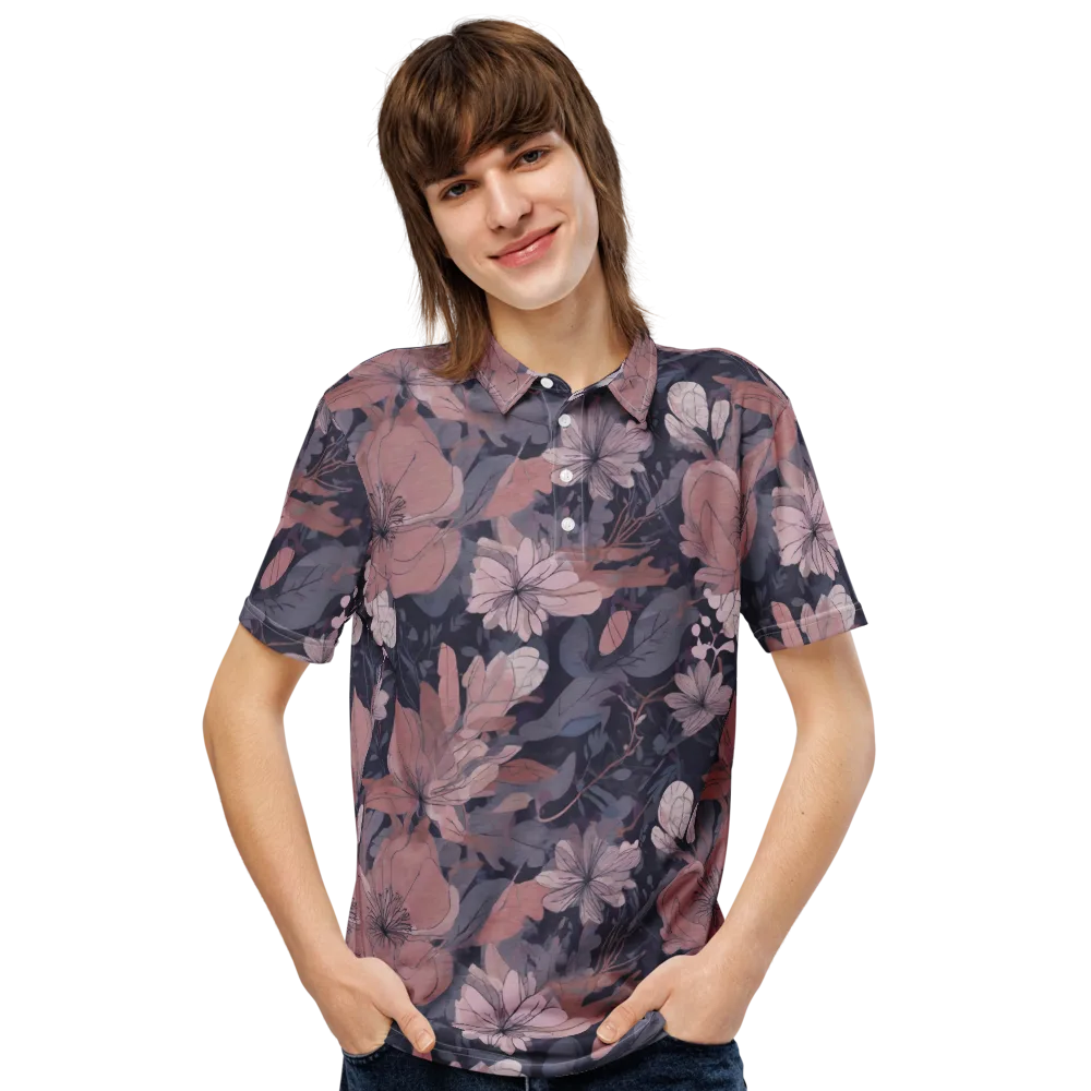 Moonlit Wildflower on Men's Slim Fit Polo Shirt — Front