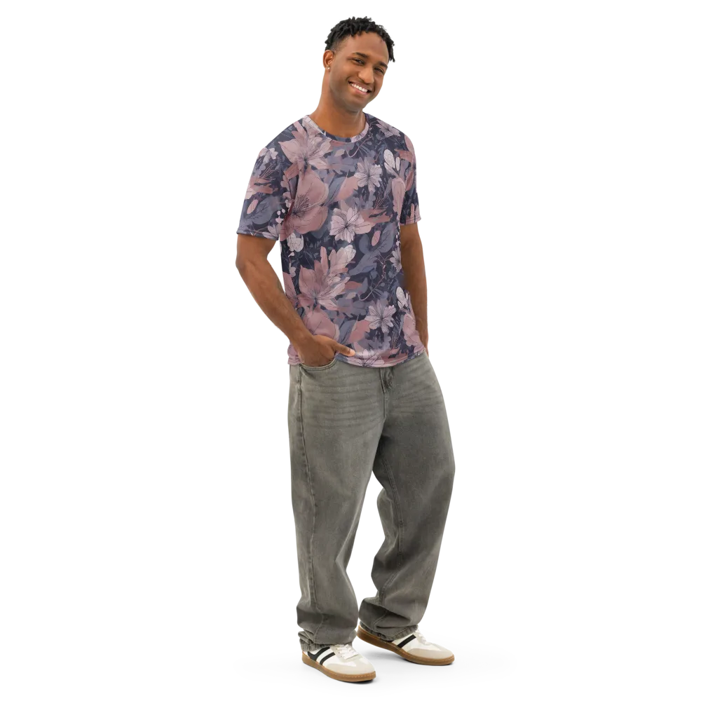 Moonlit Wildflower on Men's Cotton Crew Neck T-Shirt — Right Front