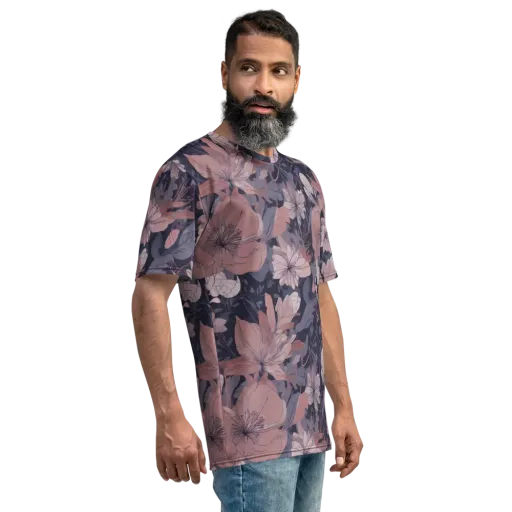 Moonlit Wildflower on a Men's Crew Neck T-Shirt