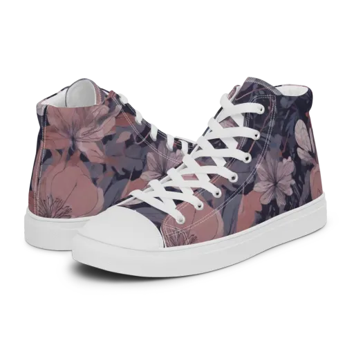 Moonlit Wildflower on a Men's High Top Canvas Shoes