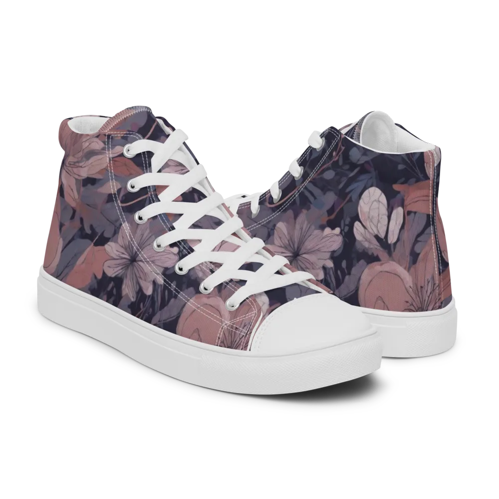 Moonlit Wildflower on Men's High Top Canvas Shoes — Right