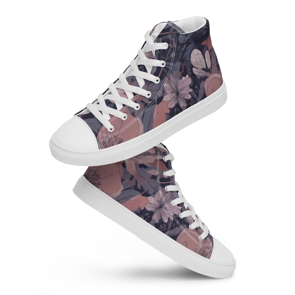 Moonlit Wildflower on Men's High Top Canvas Shoes — Front