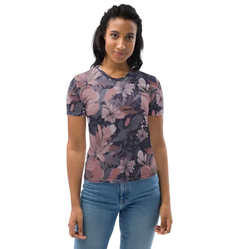 Moonlit Wildflower on a Women's Crew Neck T-Shirt