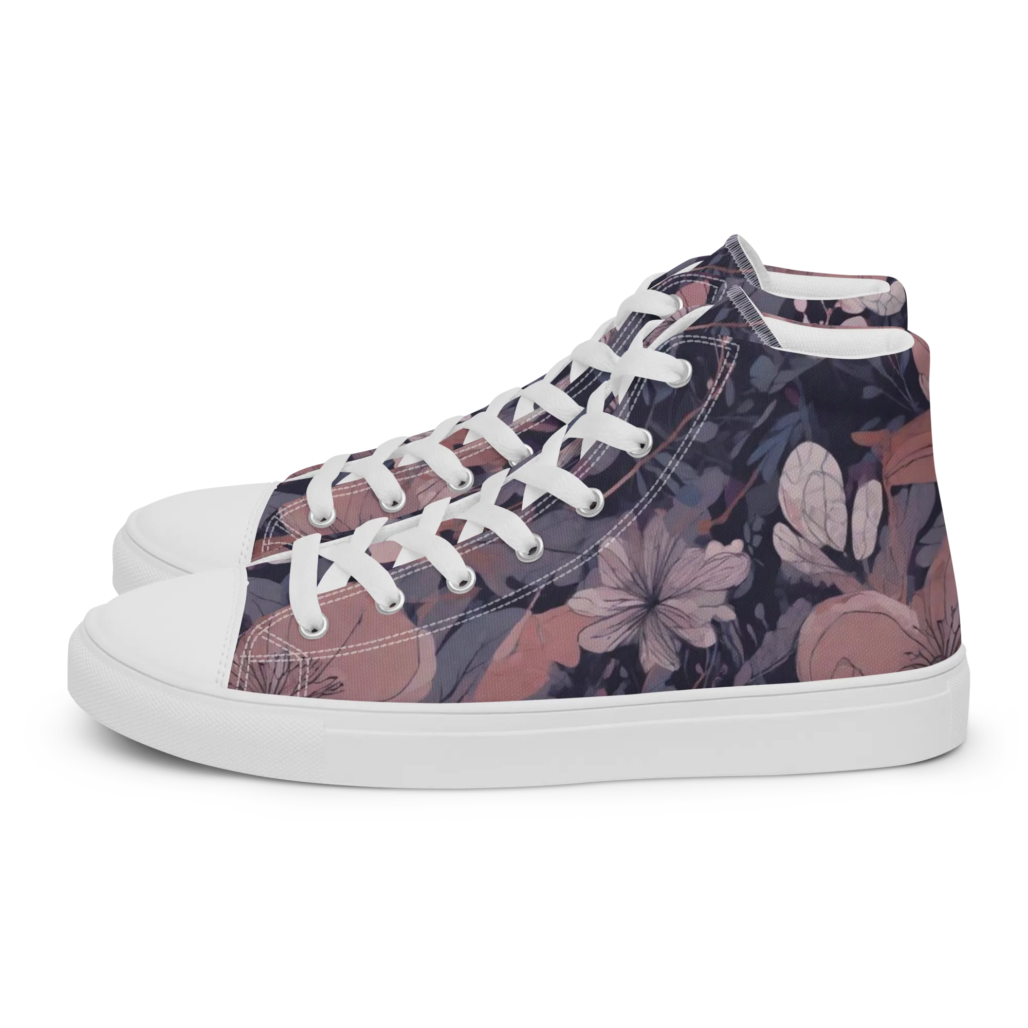 Moonlit Wildflower on Women's High Top Canvas Shoes — Left
