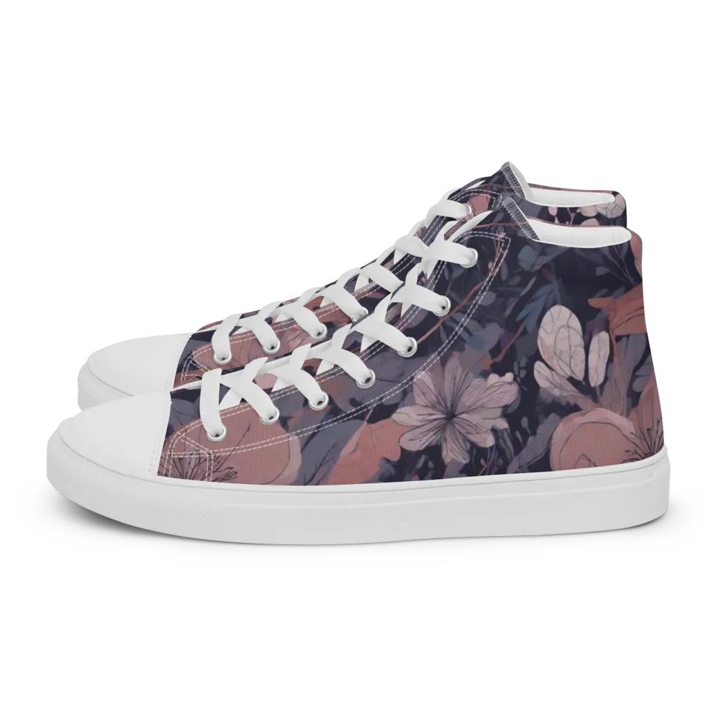 Moonlit Wildflower on Women's High Top Canvas Shoes — Left