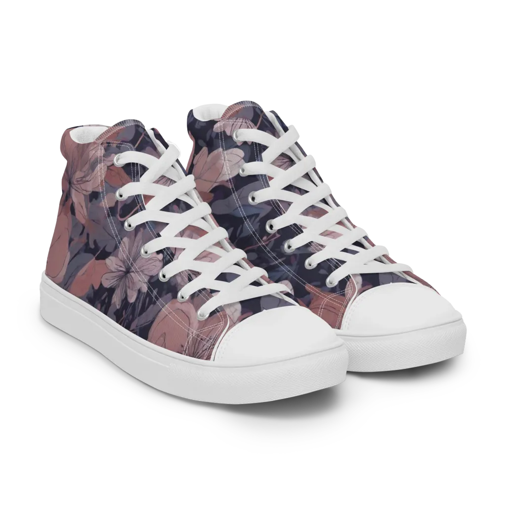 Moonlit Wildflower on Women's High Top Canvas Shoes — Right Front