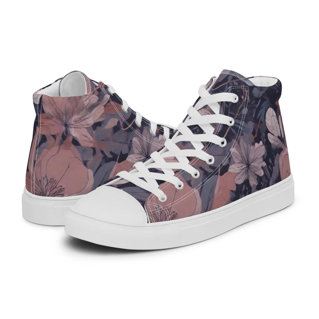 Moonlit Wildflower on Women's High Top Canvas Shoes — Left