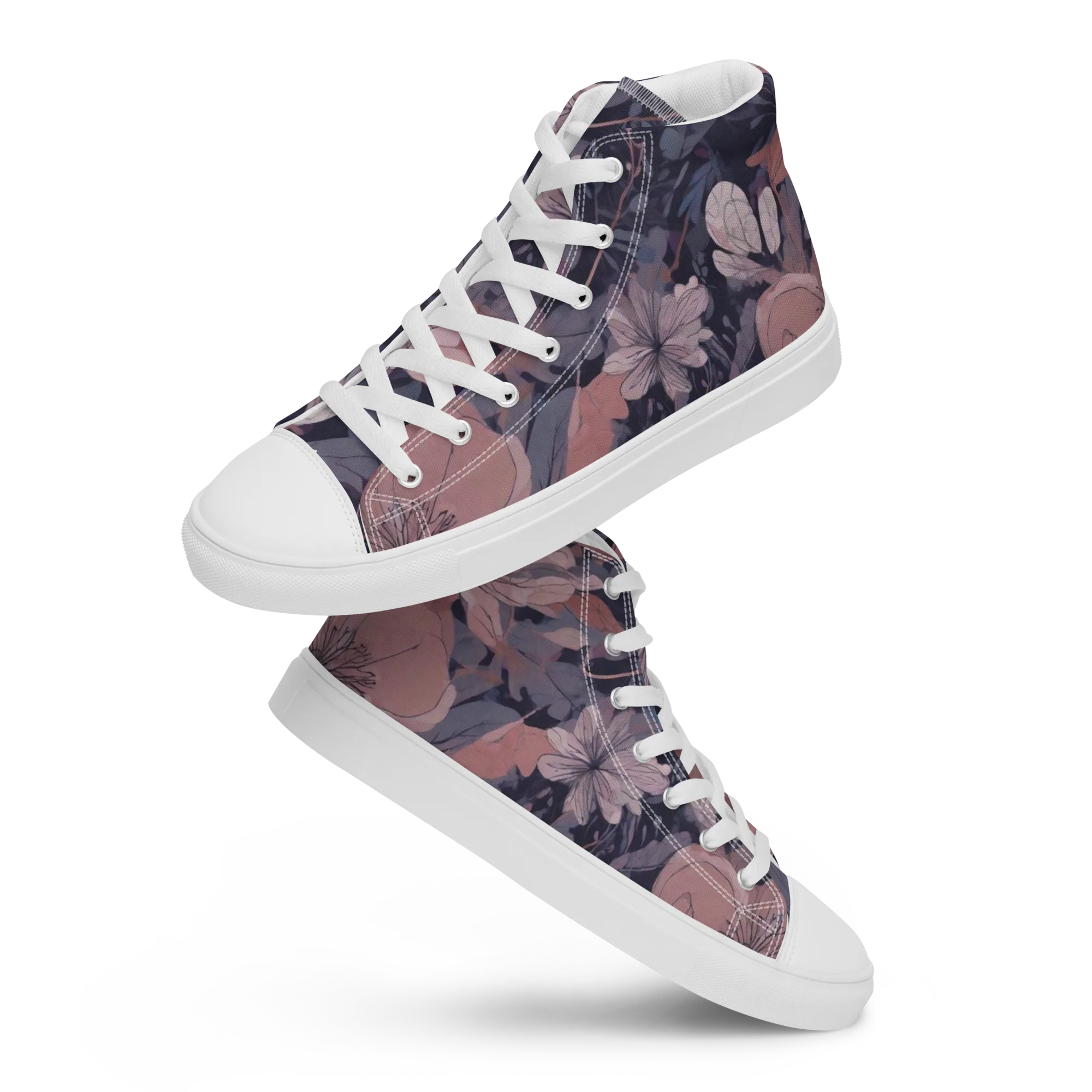 Moonlit Wildflower on Women's High Top Canvas Shoes — Front