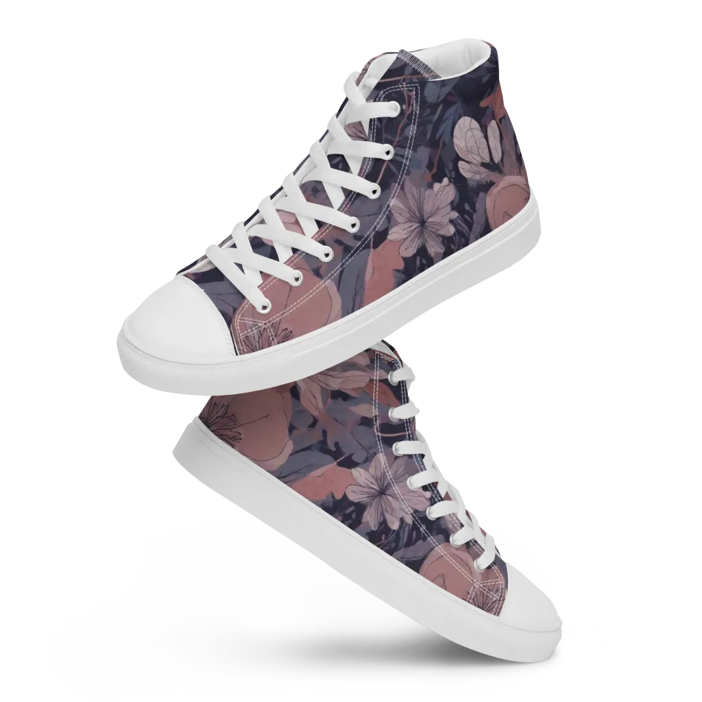 Moonlit Wildflower on Women's High Top Canvas Shoes — Front