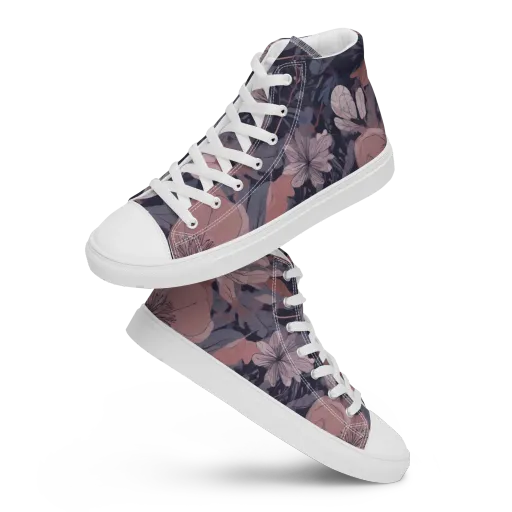 Moonlit Wildflower on a Women's High Top Canvas Shoes