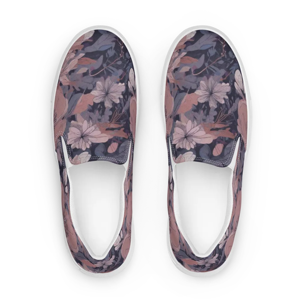 Moonlit Wildflower on Men's Slip-On Canvas Shoes — Front