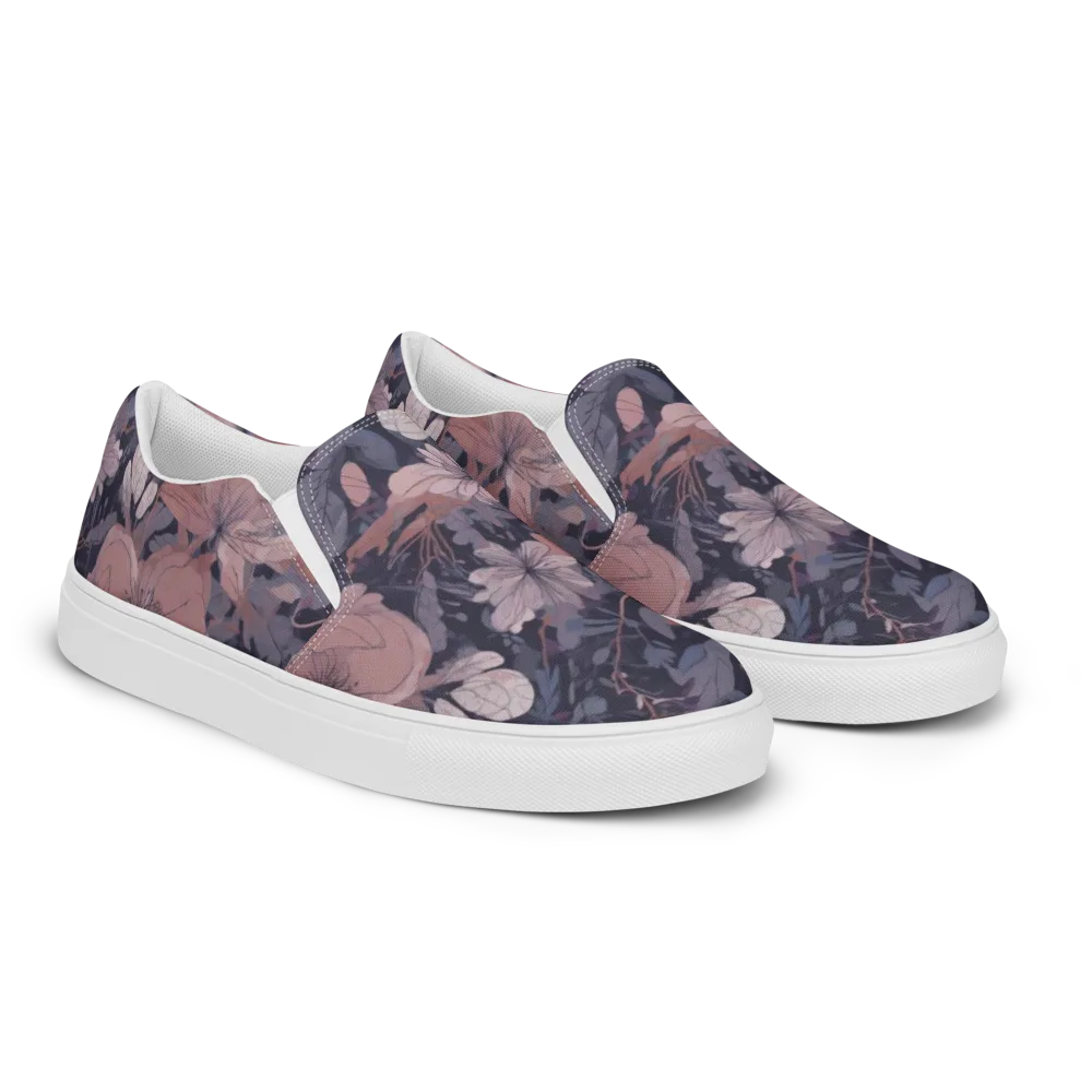 Moonlit Wildflower on Men's Slip-On Canvas Shoes — Right Front