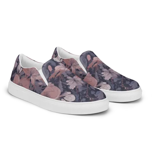 Moonlit Wildflower on a Men's Slip-On Canvas Shoes