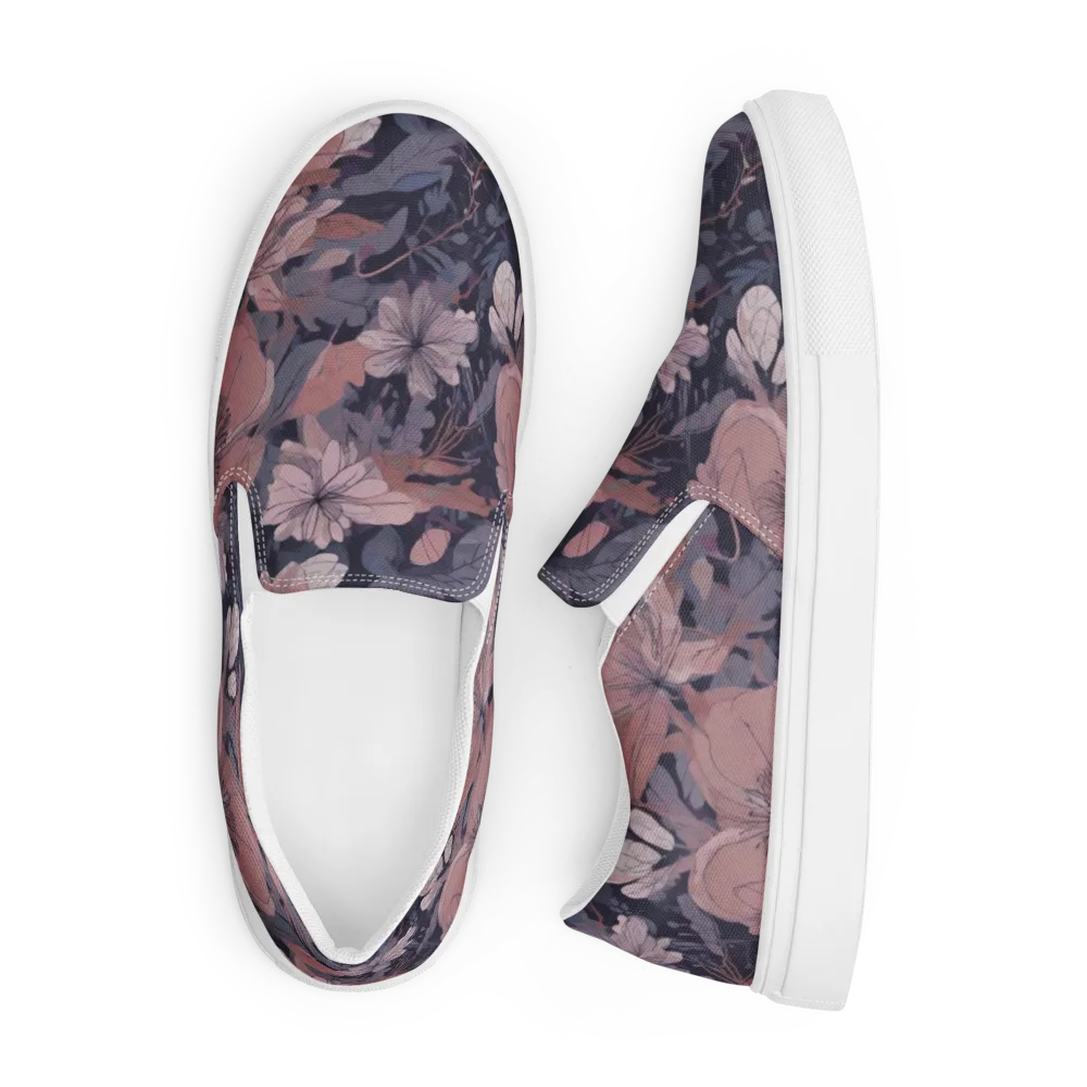 Moonlit Wildflower on Men's Slip-On Canvas Shoes — Front