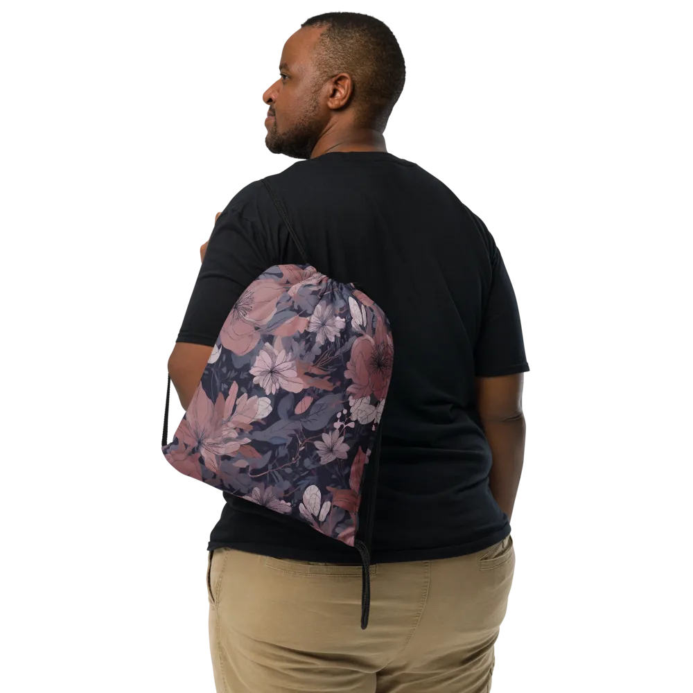 Moonlit Wildflower on Drawstring Bag — Front
