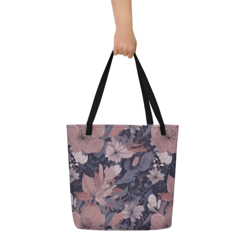 Moonlit Wildflower on a Large Tote Bag W/ Pocket