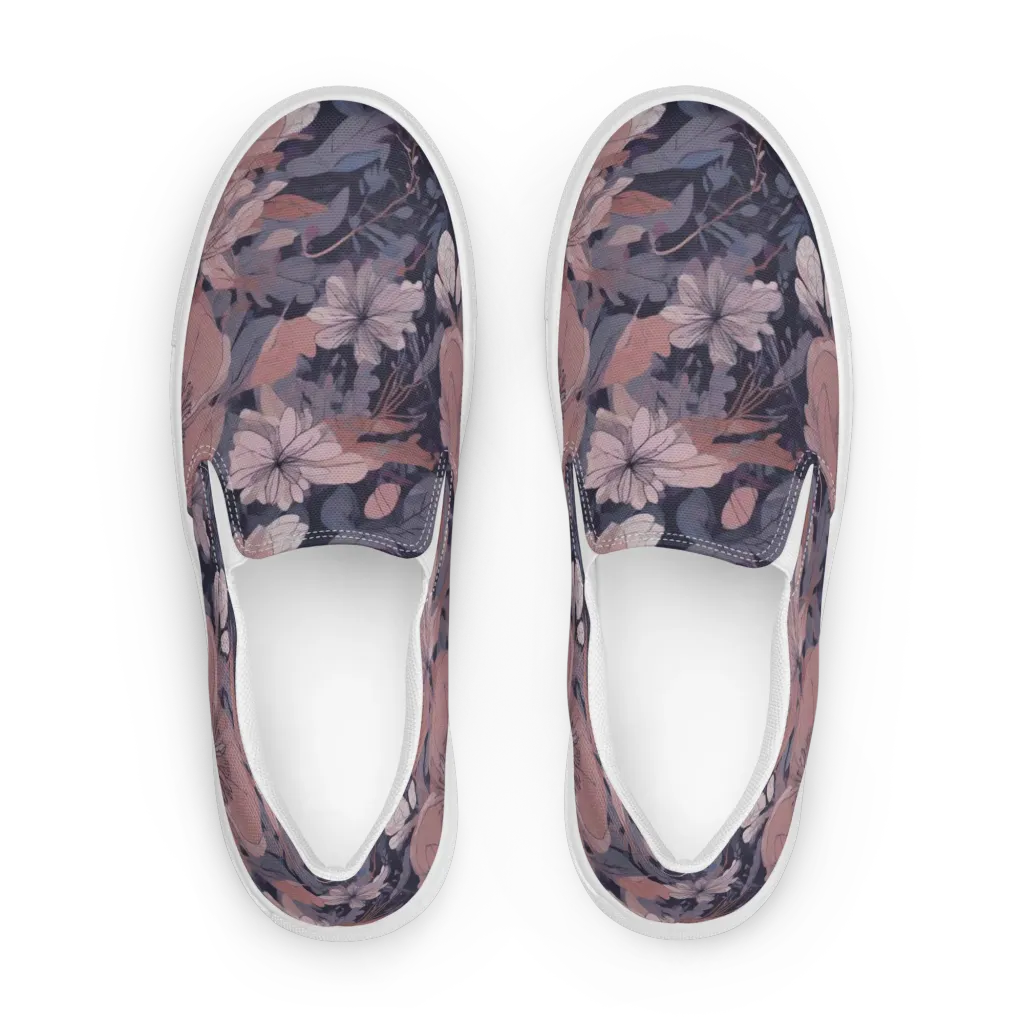 Moonlit Wildflower on Women's Slip-On Canvas Shoes — Front