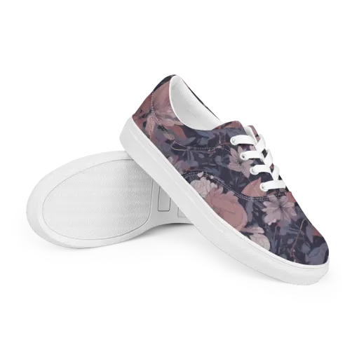 Moonlit Wildflower on a Men's Lace-Up Canvas Shoes