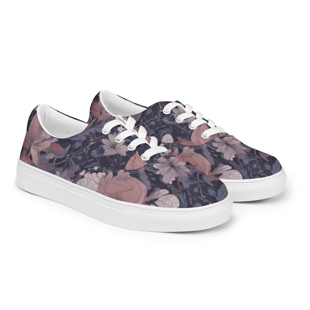 Moonlit Wildflower on Men's Lace-Up Canvas Shoes — Right Front