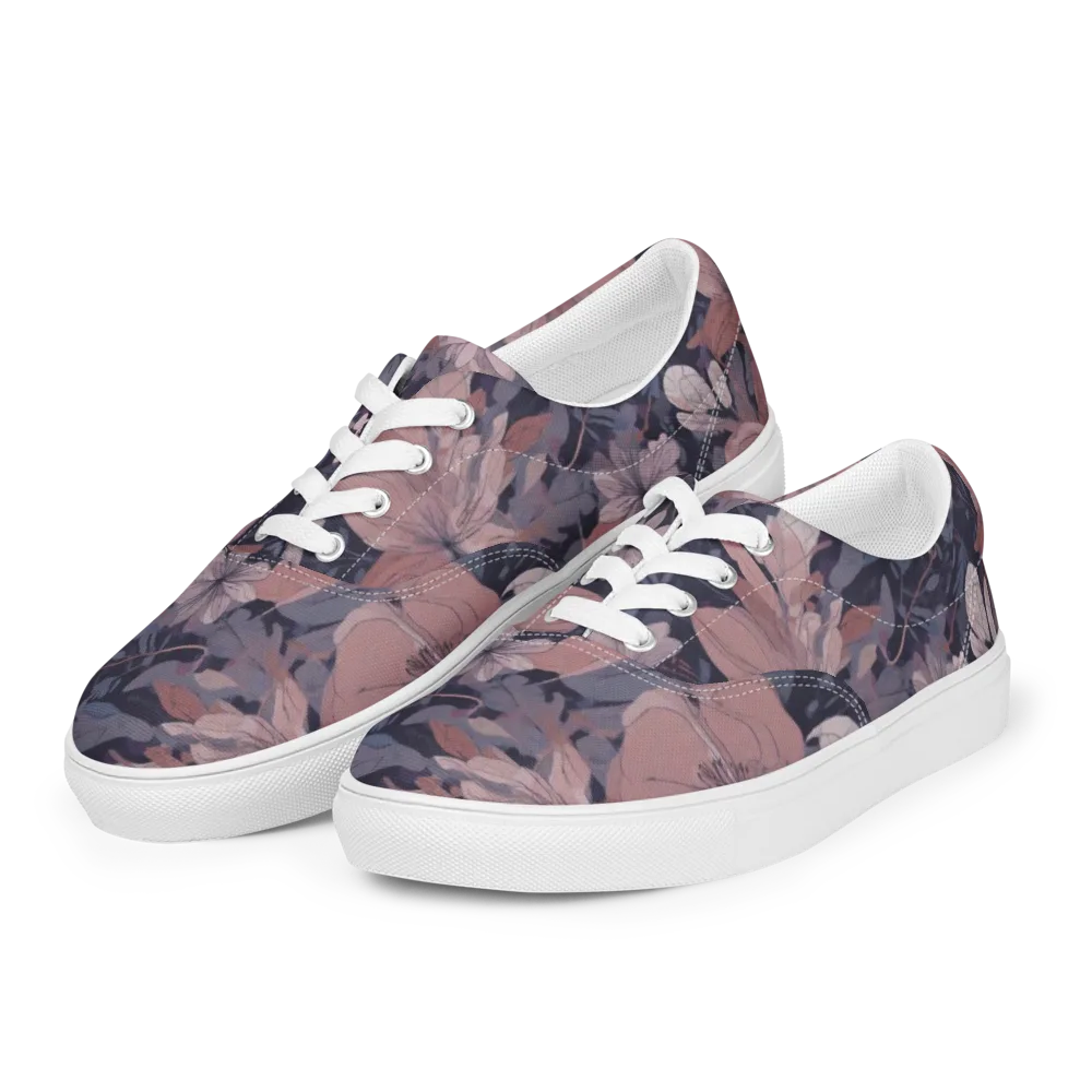 Moonlit Wildflower on Men's Lace-Up Canvas Shoes — Left Front