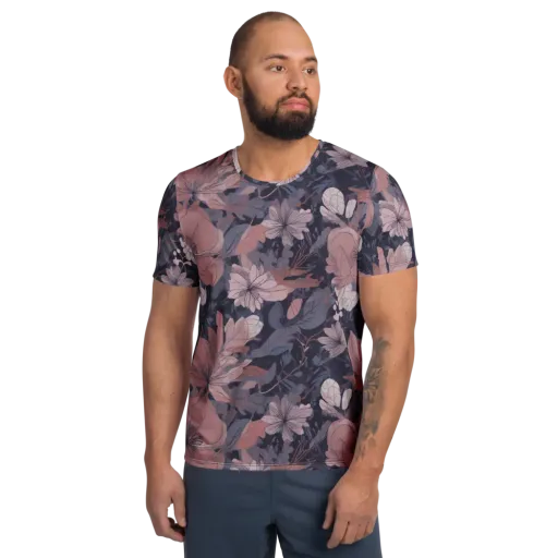 Moonlit Wildflower on a Men's Athletic T-Shirt
