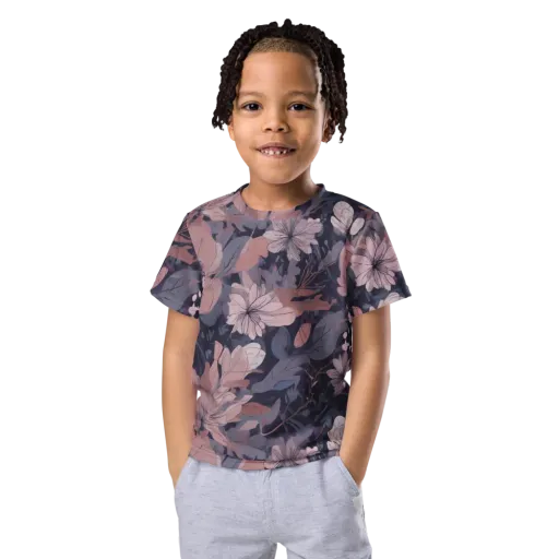 Moonlit Wildflower on a Kids Crew Neck T-Shirt