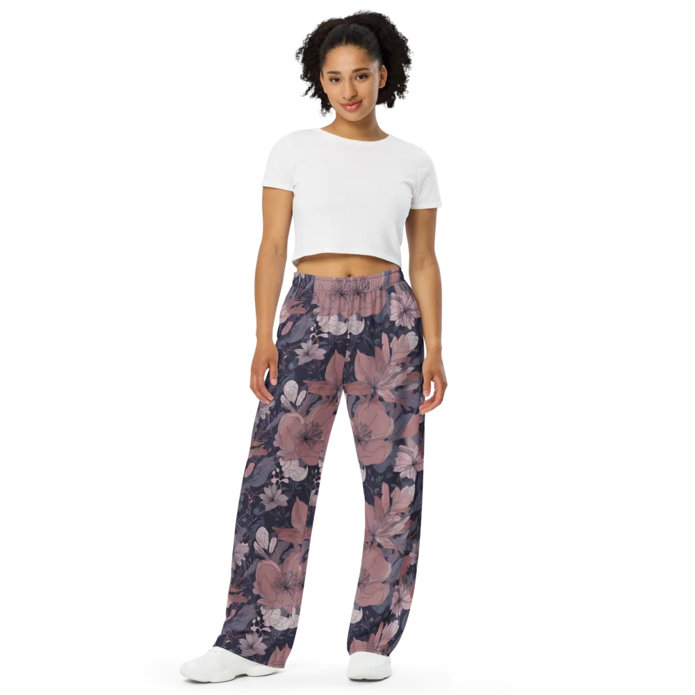 Moonlit Wildflower on Wide-Leg Pants — Front