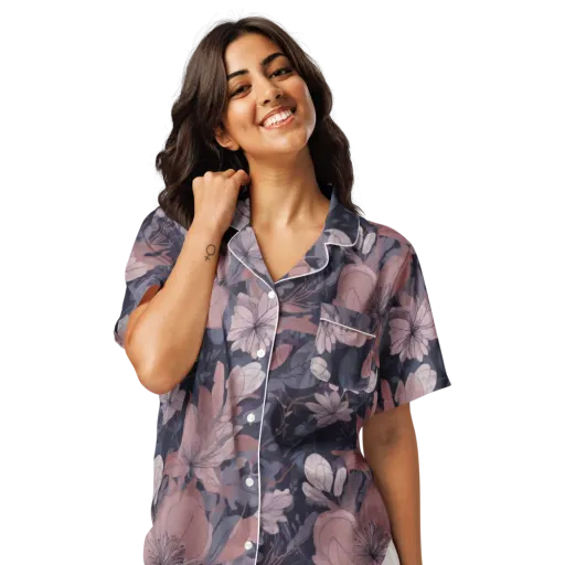 Moonlit Wildflower on a Women's Short Sleeve Pajama Top