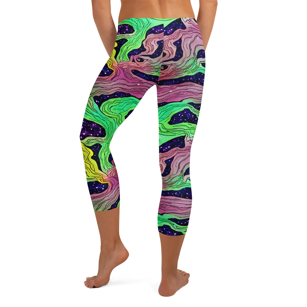 Psychedelic Tides on Capri Leggings — Back