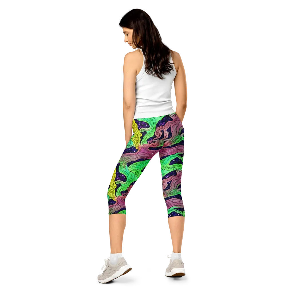 Psychedelic Tides on Capri Leggings — Back