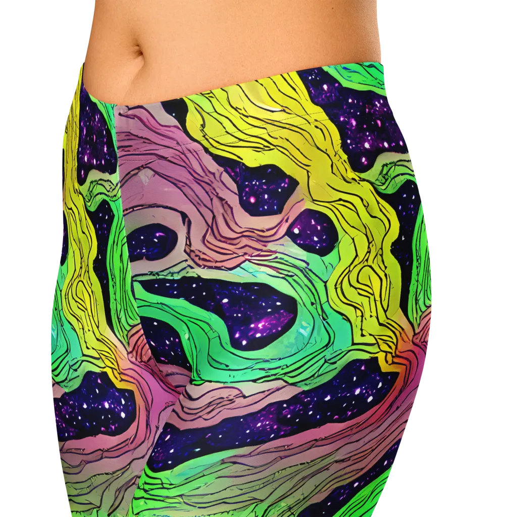 Psychedelic Tides on Capri Leggings — Zoomed-in
