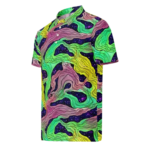 Psychedelic Tides on a Men's Slim Fit Polo Shirt