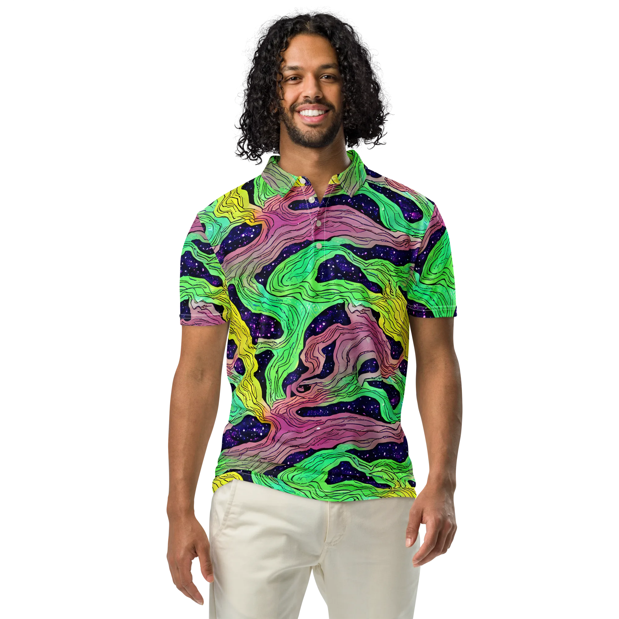 Psychedelic Tides on Men's Slim Fit Polo Shirt — Front