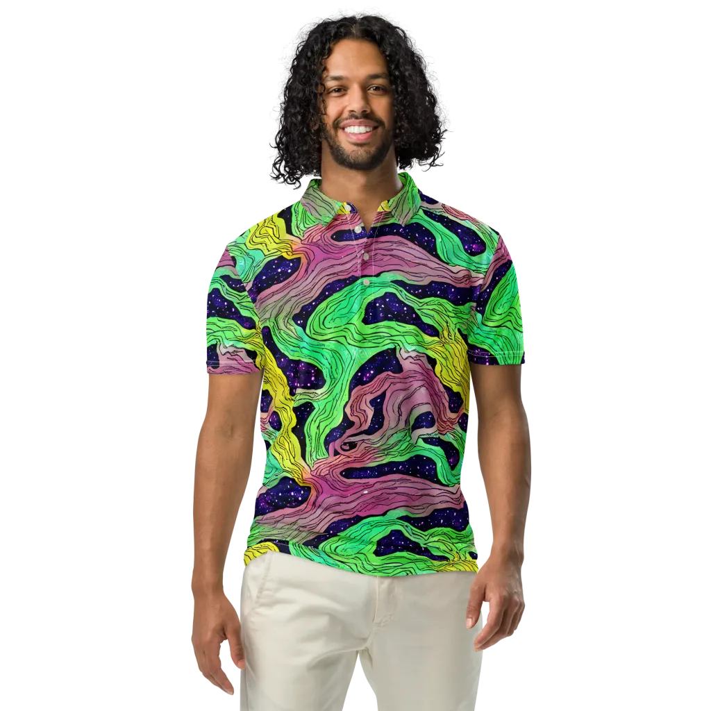 Psychedelic Tides on Men's Slim Fit Polo Shirt — Front