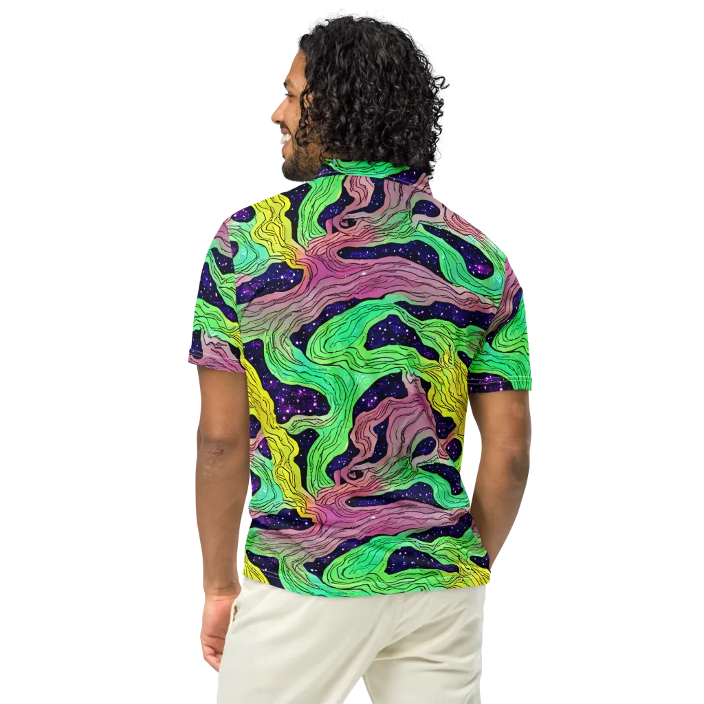 Psychedelic Tides on Men's Slim Fit Polo Shirt — Back
