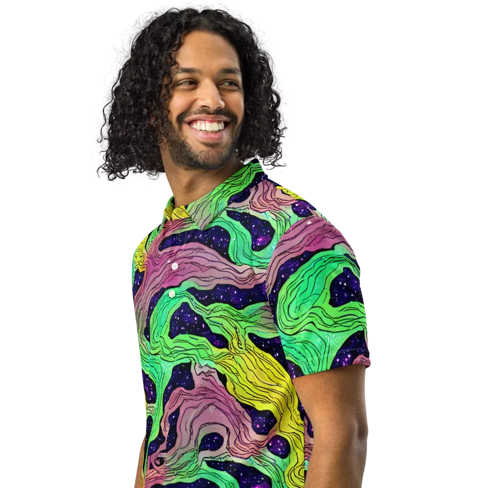 Psychedelic Tides on Men's Slim Fit Polo Shirt — Left Front