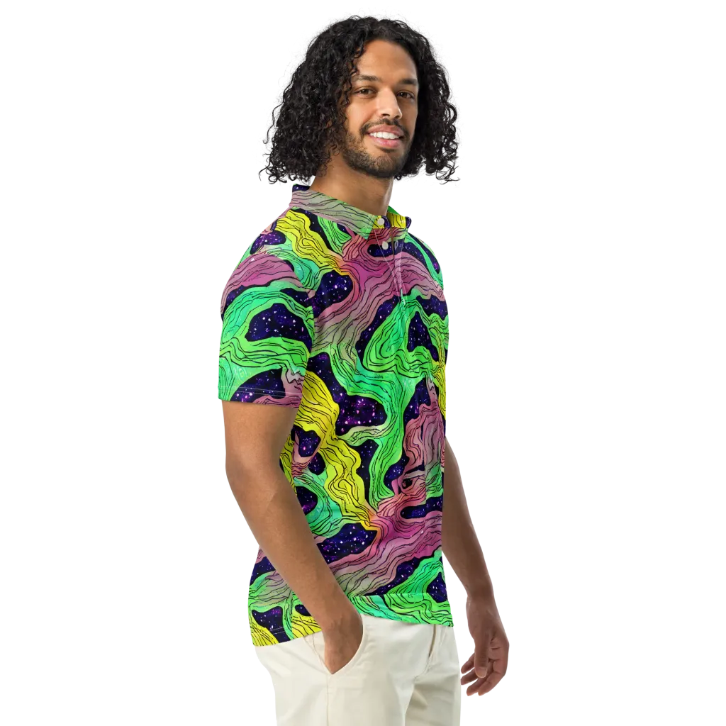 Psychedelic Tides on Men's Slim Fit Polo Shirt — Right Front