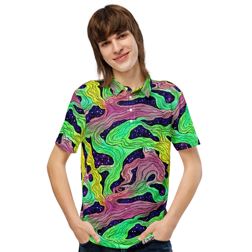 Psychedelic Tides on Men's Slim Fit Polo Shirt — Front