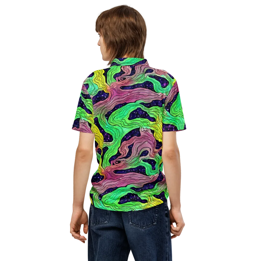 Psychedelic Tides on Men's Slim Fit Polo Shirt — Back