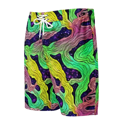 Psychedelic Tides on a Men's Board Shorts