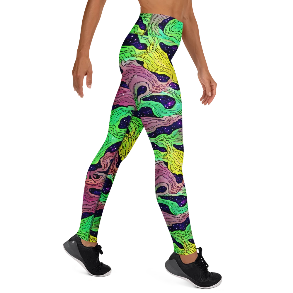 Psychedelic Tides on Yoga Leggings — Right