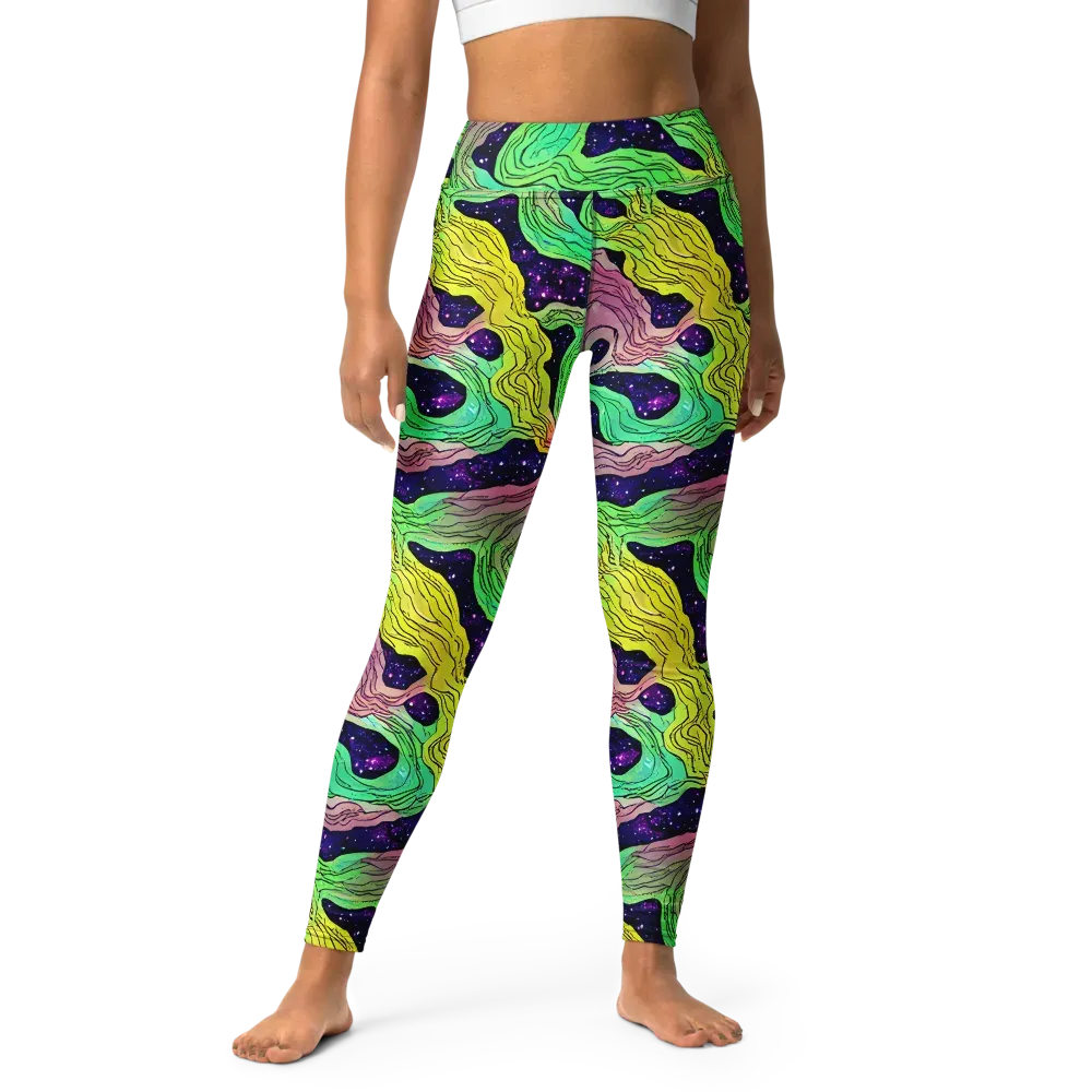 Psychedelic Tides on Yoga Leggings — Front
