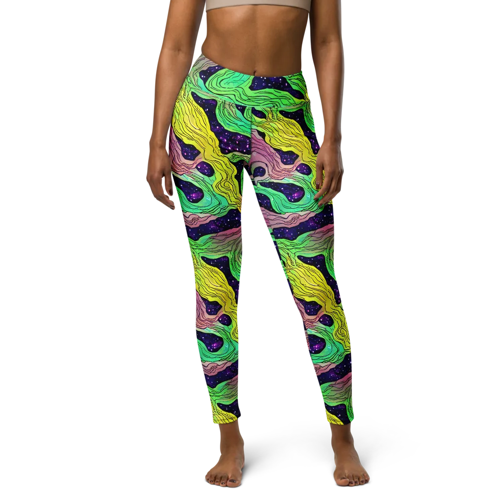 Psychedelic Tides on Yoga Leggings — Front