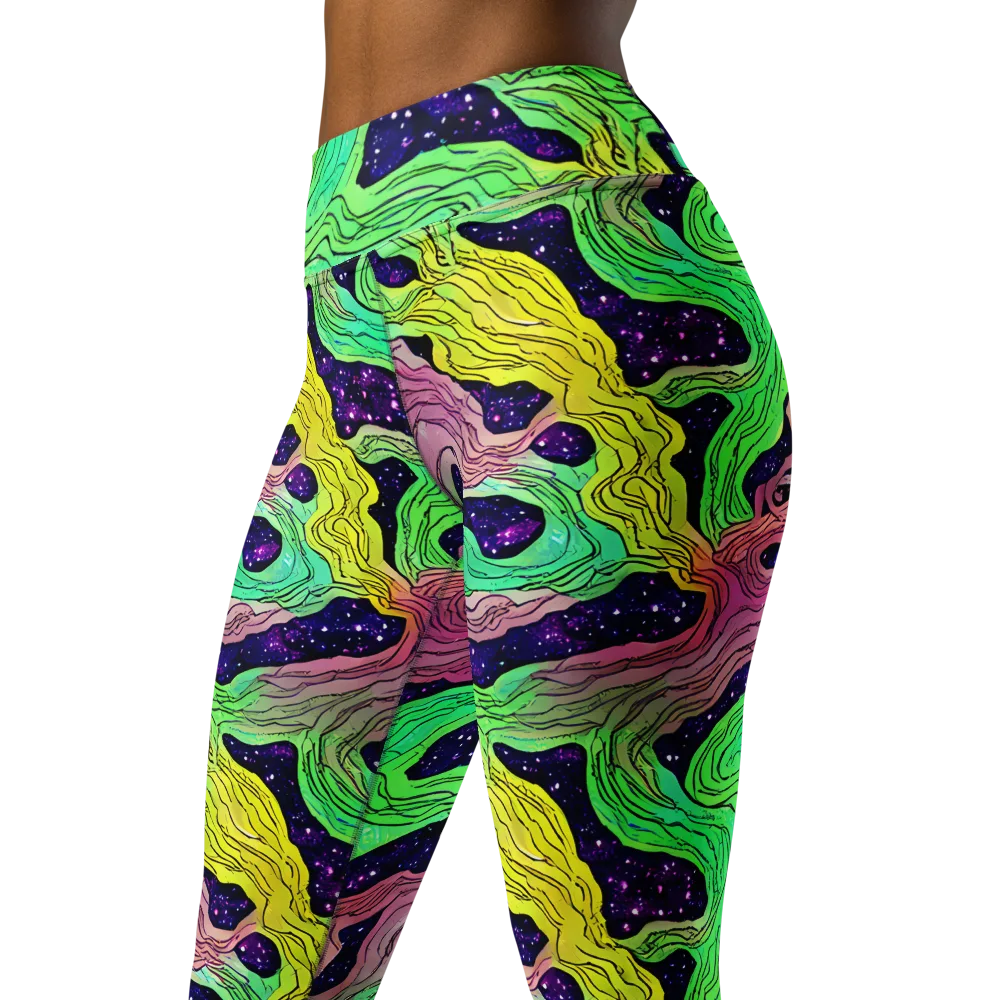Psychedelic Tides on Yoga Leggings — Left Front