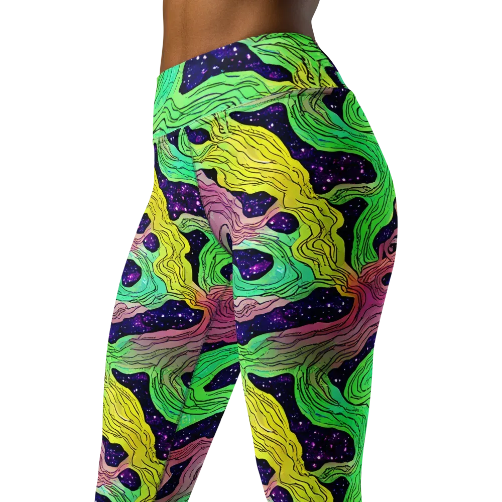 Psychedelic Tides on Yoga Leggings — Left Front