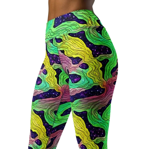Psychedelic Tides on a Yoga Leggings
