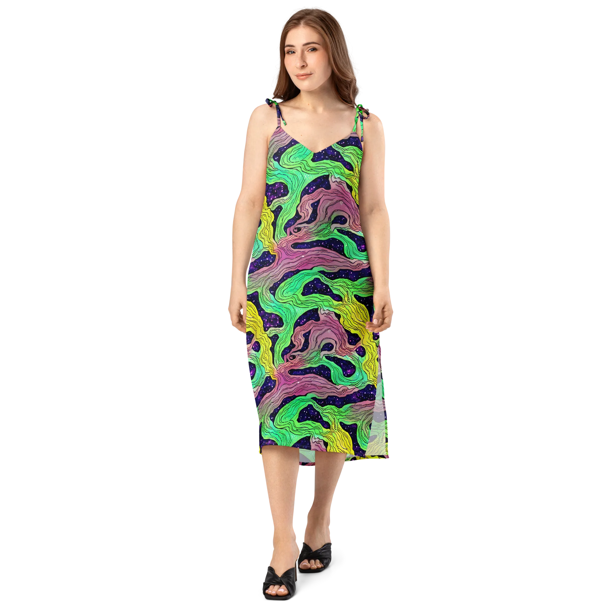 Psychedelic Tides on Slip Dress — Front