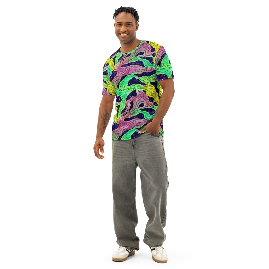 Psychedelic Tides on Men's Cotton Crew Neck T-Shirt — Front