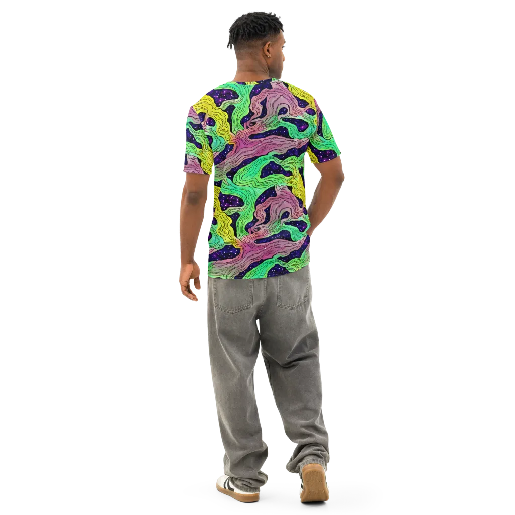 Psychedelic Tides on Men's Cotton Crew Neck T-Shirt — Back