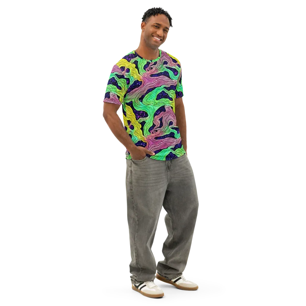 Psychedelic Tides on Men's Cotton Crew Neck T-Shirt — Right Front